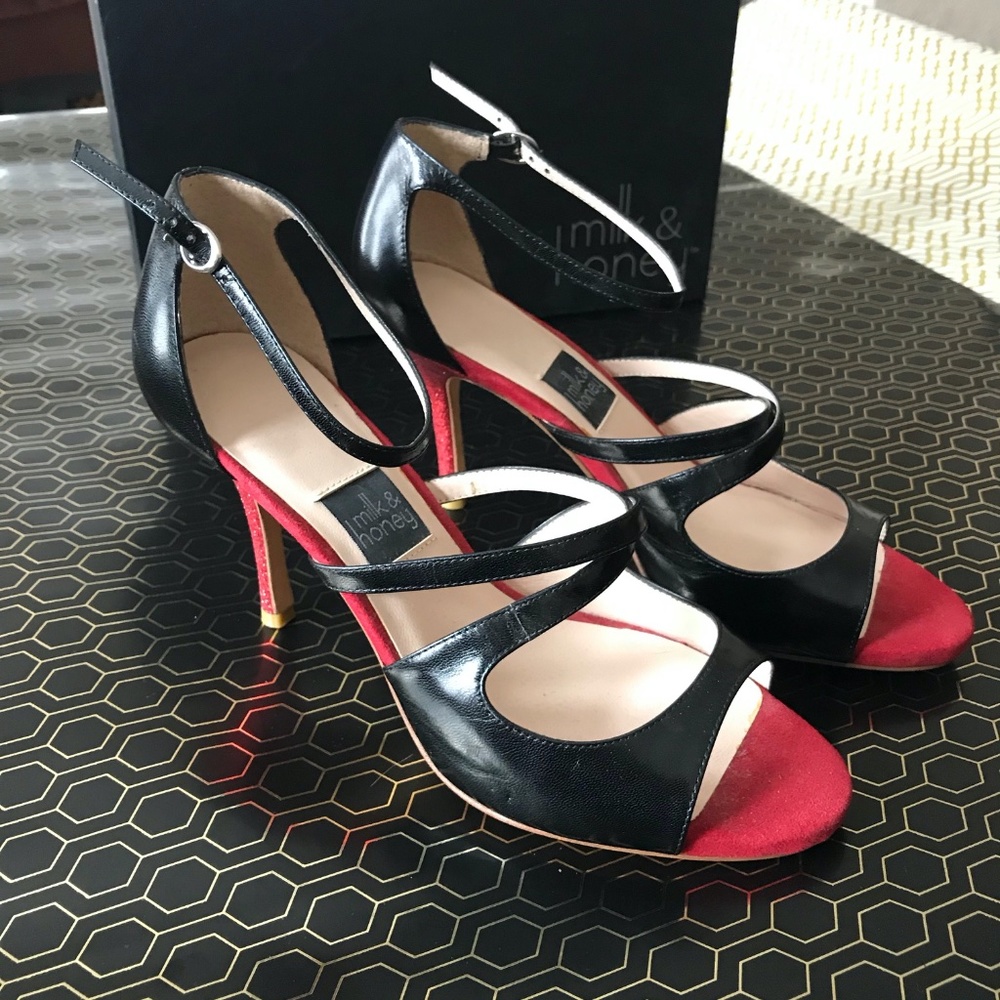 NIB Milk & Honey Luxe Open Toe Heels Size 37.5